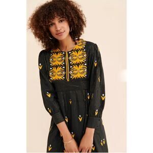 Anti Batik for Anthropologie Embroidered Dress Vintage style Retails $285